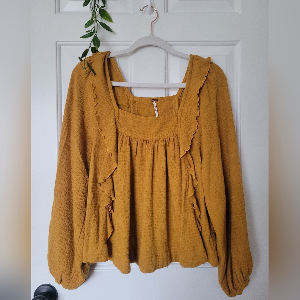 Free People Bonnie Ruffle Long Sleeve Blouse